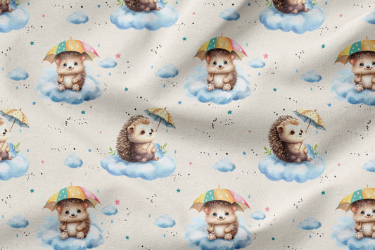French Terry Eigenproduktion „Igel im Regen“