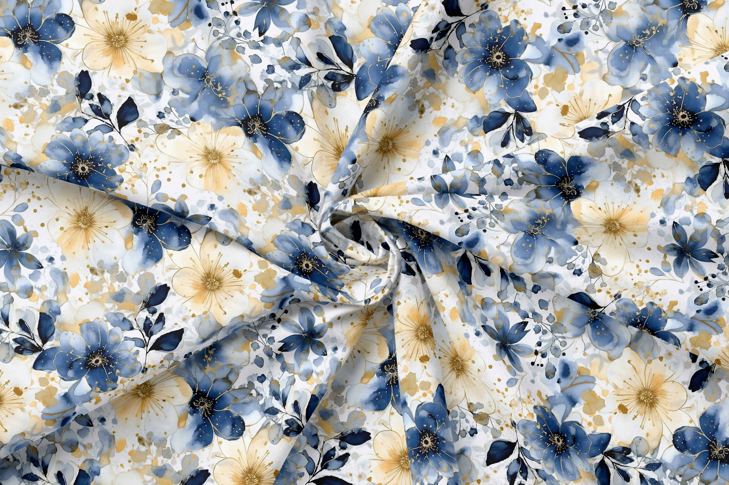 50 cm French Terry Eigenproduktion „Blue Flowers“
