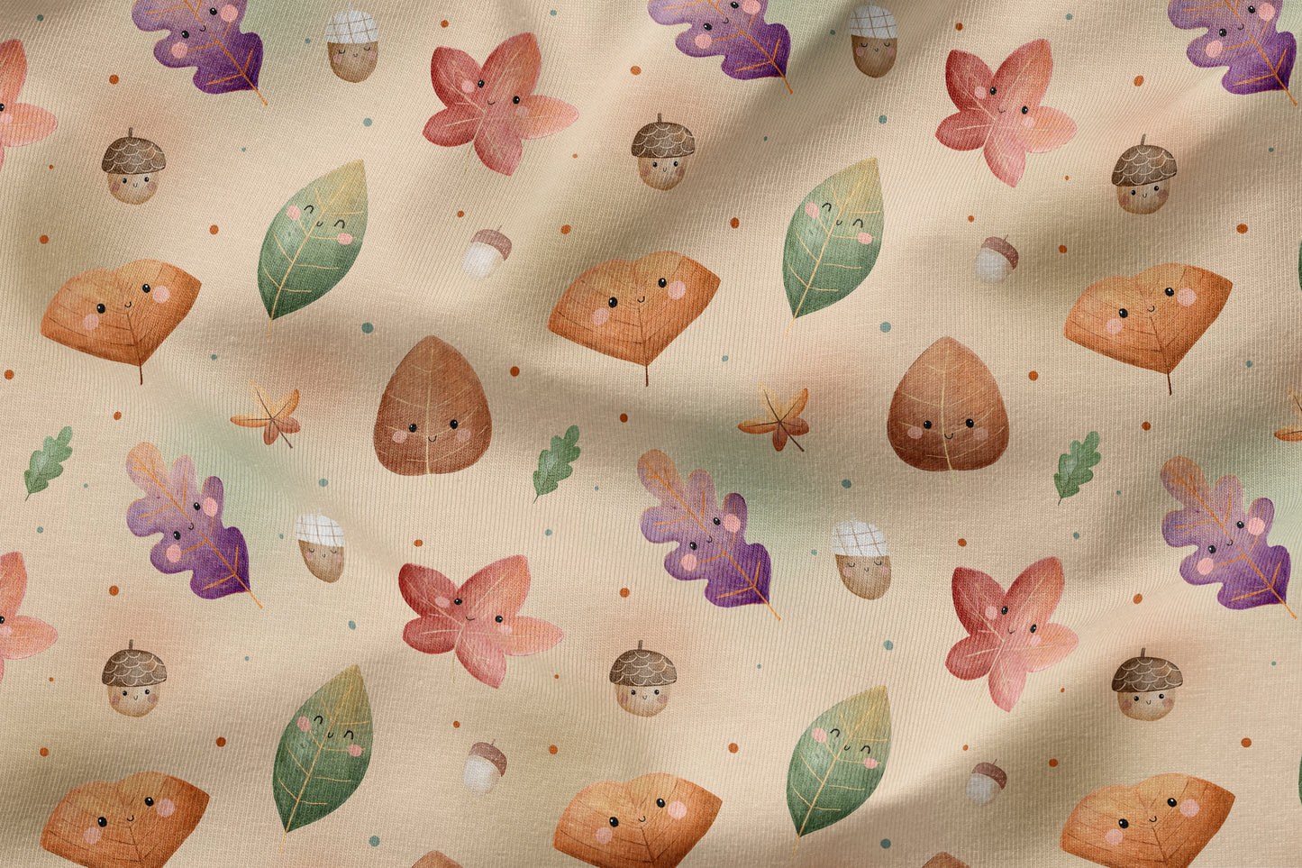 Waffelstrick Jersey light Eigenproduktion "Herbstblätter"