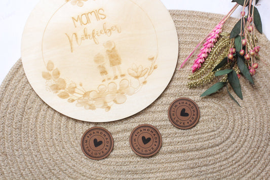 Lederlabel „with love“ 4 x 4 cm