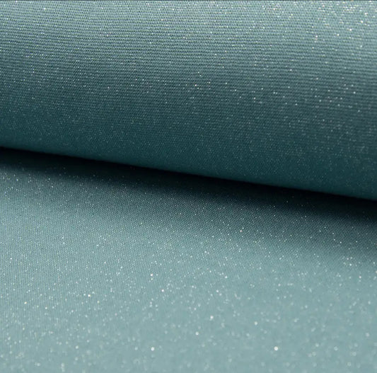 Glitzerbündchen Schilfgrün silberglitzer