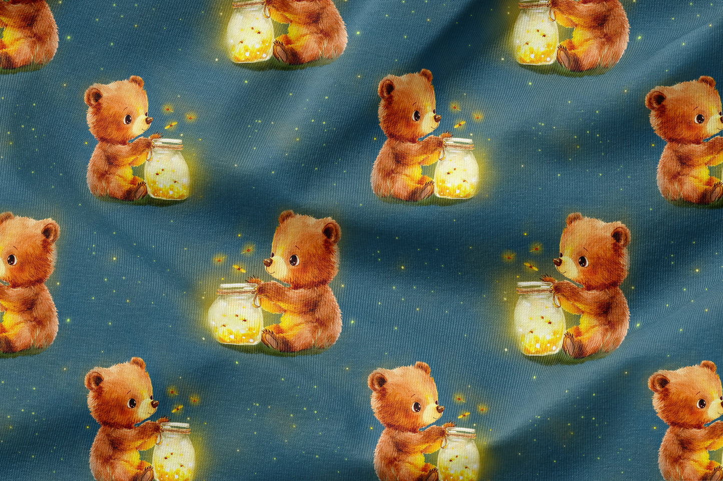 French Terry Eigenproduktion "Bär mit Glühwürmchen“