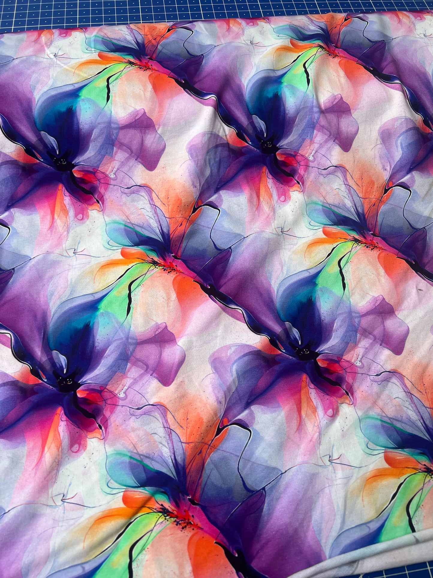 French Terry abstrakte Blumen