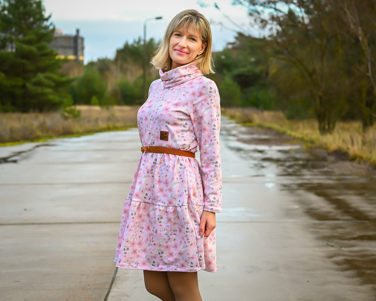 Lederlabel "be happy" 4 x 4 cm