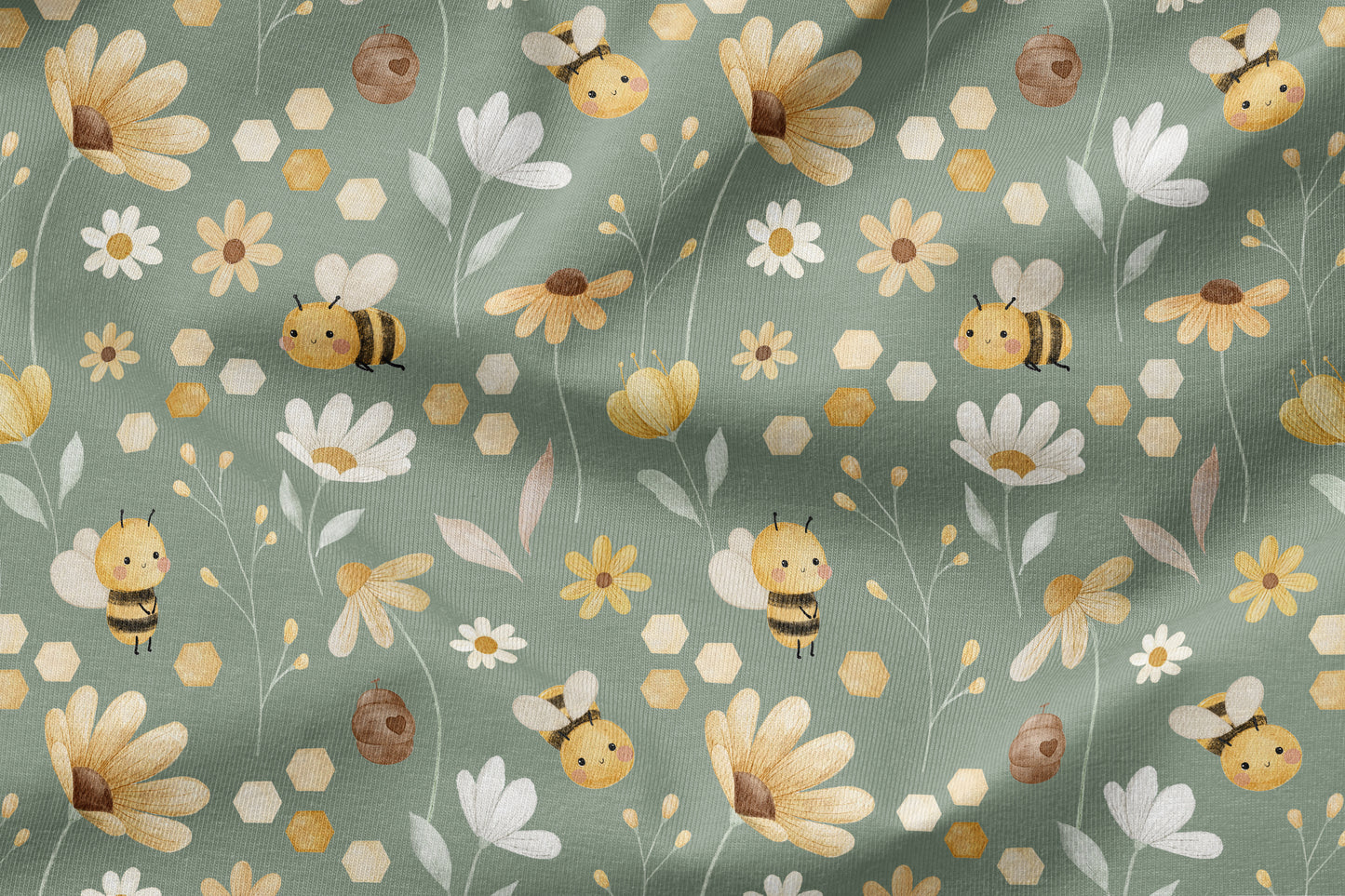 Waffelstrick Jersey light Eigenproduktion "Biene"