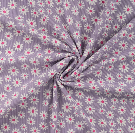 Ripp Jersey Lila Gänseblümchen