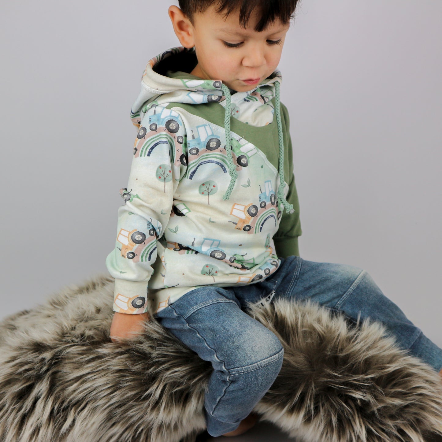 French Terry Eigenproduktion „Traktor blau“