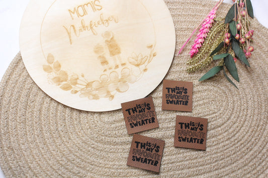 Lederlabel „Favorite Sweater“ 4 x 4 cm