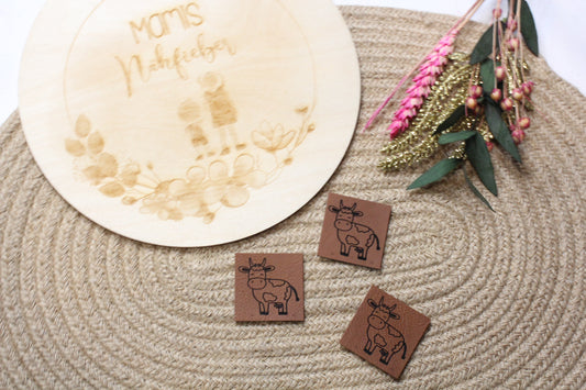 Lederlabel "Kuh" 4 x 4 cm