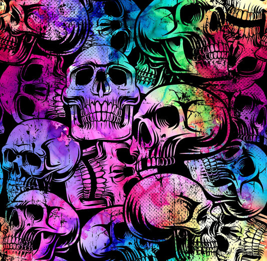 French Terry bunte Totenköpfe