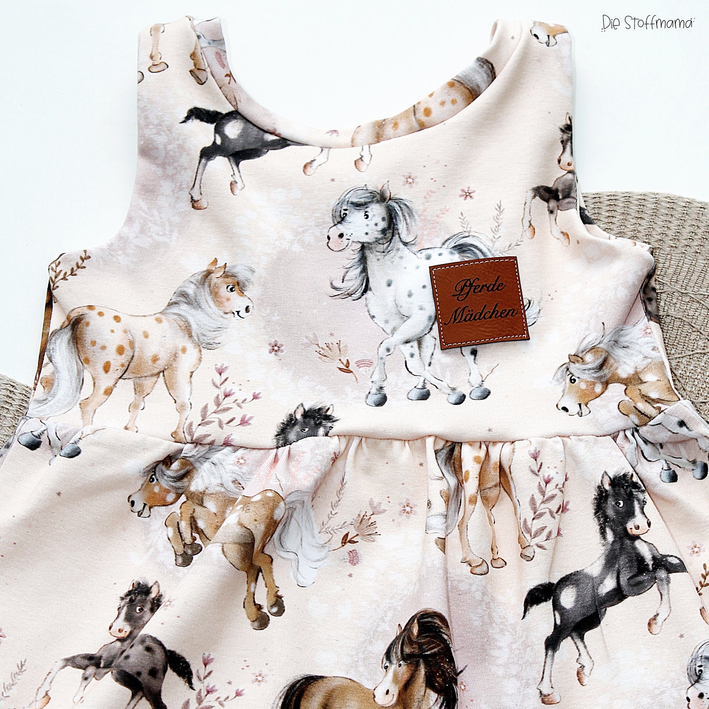 Lederlabel "Pferde Mädchen" 4 x 4 cm