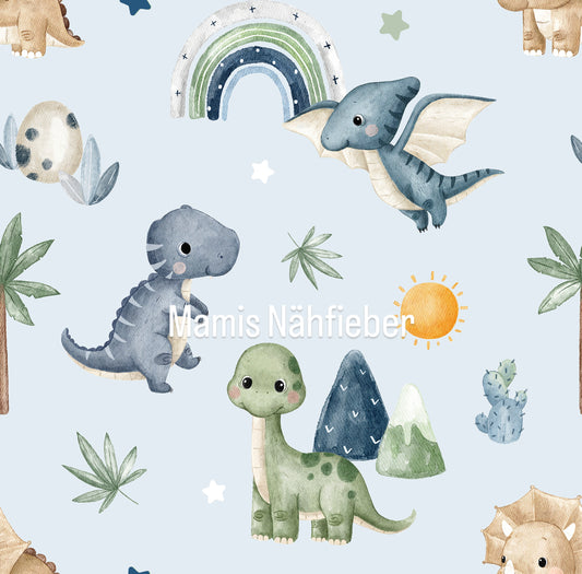 French Terry Eigenproduktion "Dinoland blau"